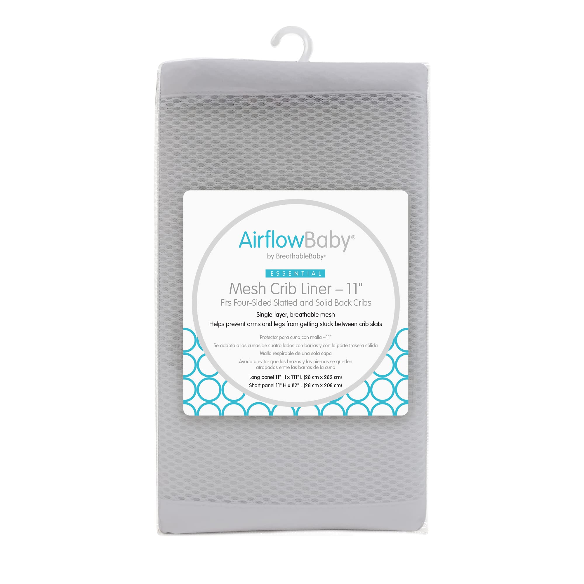 Breathable baby AirflowBaby - Forro de malla para cuna color gris de 11 pulgadas