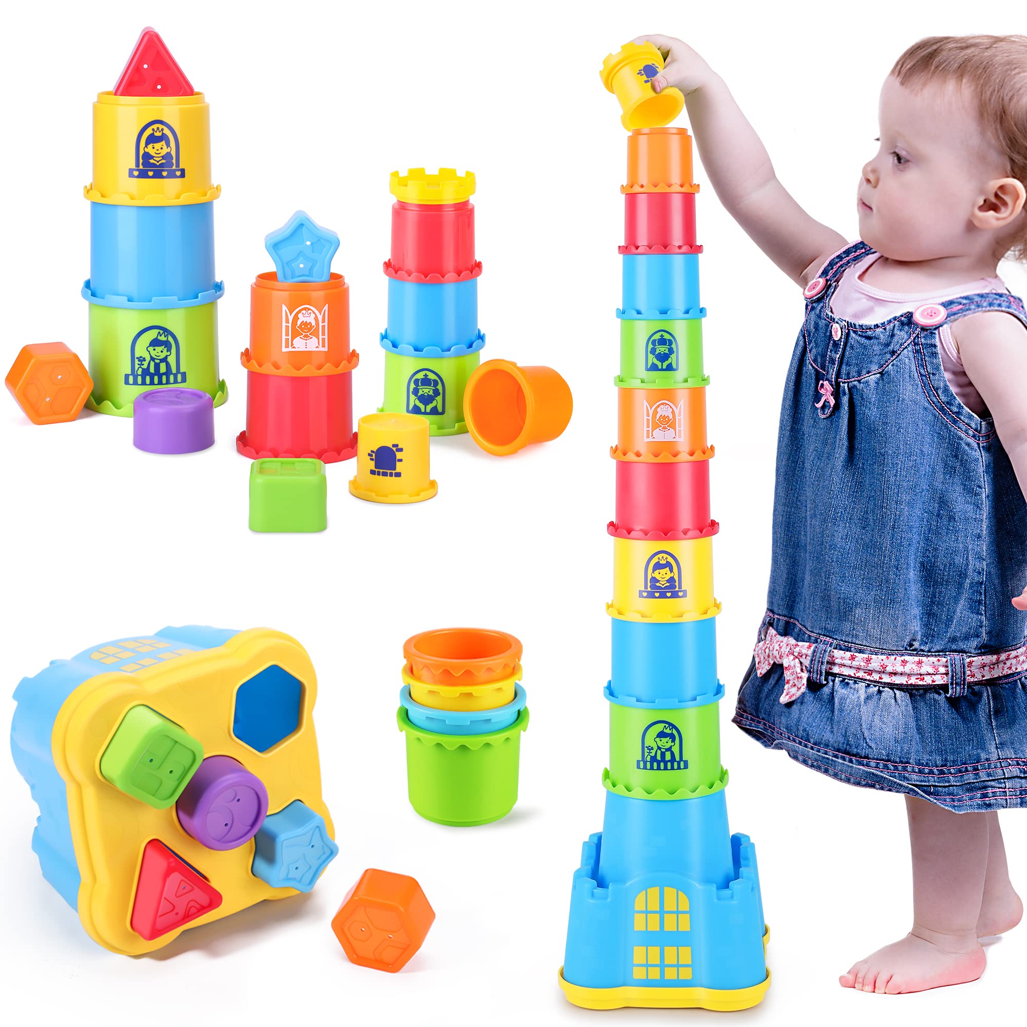iPlay, iLearn Juguetes apilables para bebés, tazas apilables para niños pequeños