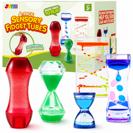 JOYIN 5 tubos sensoriales antiestrés para niños con autismo, botellas sensoriales de agua calmante