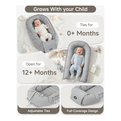 Tumbona para bebé Aciroc ajustable para recién nacidos de 0 a 24 meses, color gris