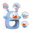 Mordedor de silicona de pato, celeste
