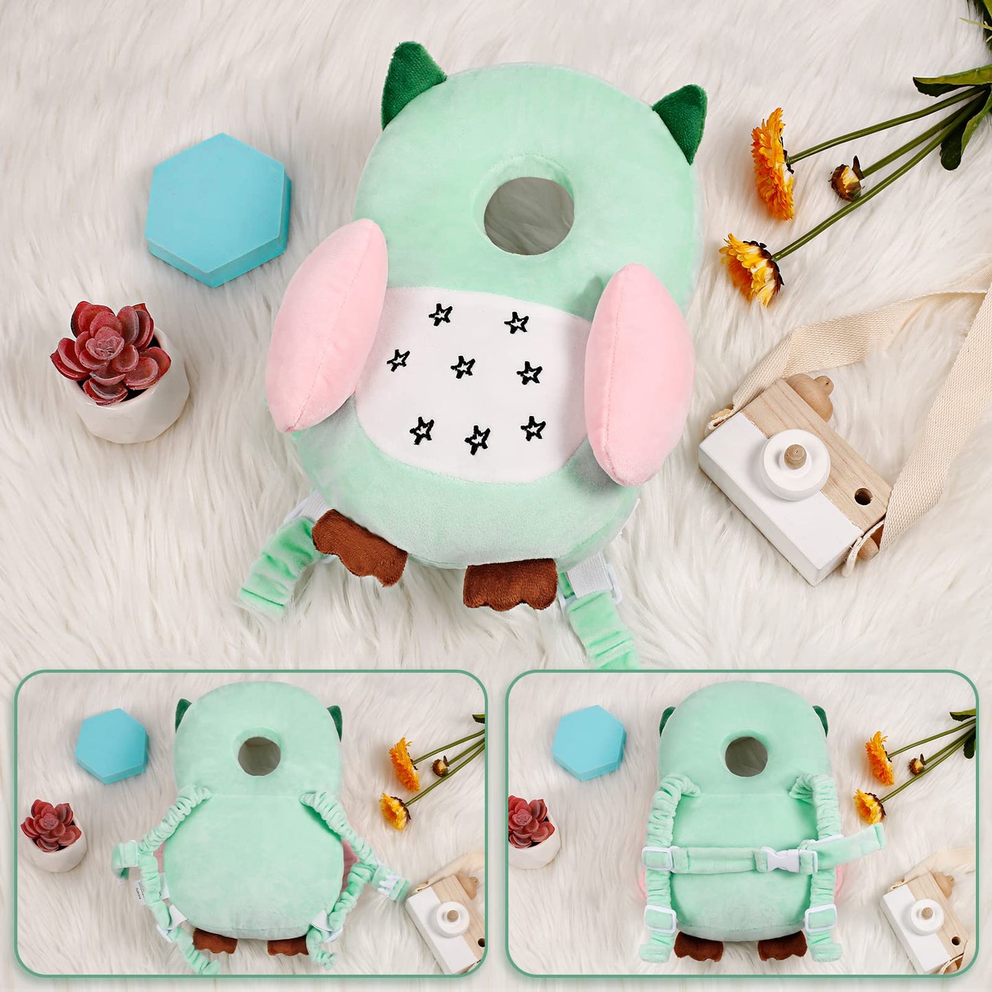 Mochila ajustable con cabeza de andador para bebé