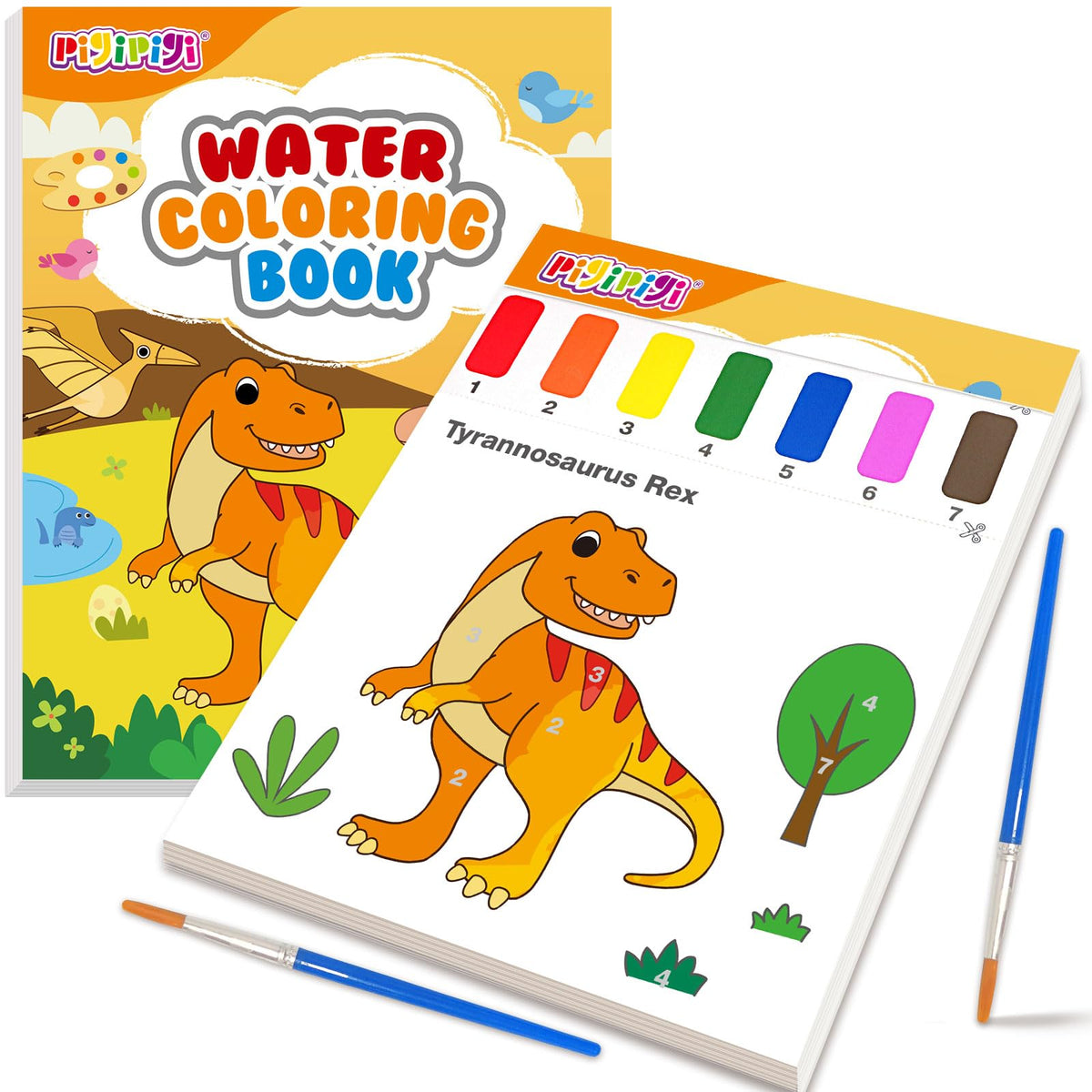 Libros para colorear con agua pigipigi: Acuarelas de dinosaurios