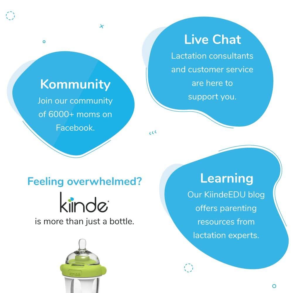 Kiinde Active Latch - Botella de silicona para bebé, anticólicos, a prueba de fugas, fácil de limpiar