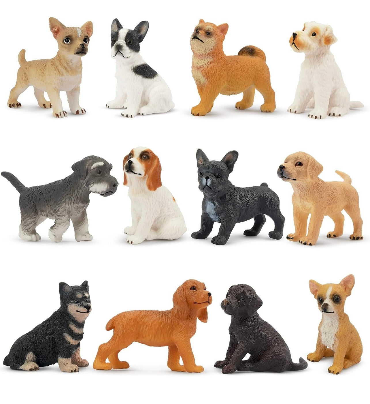 Toymany Juego de 12 figuras de mini perros de juguete