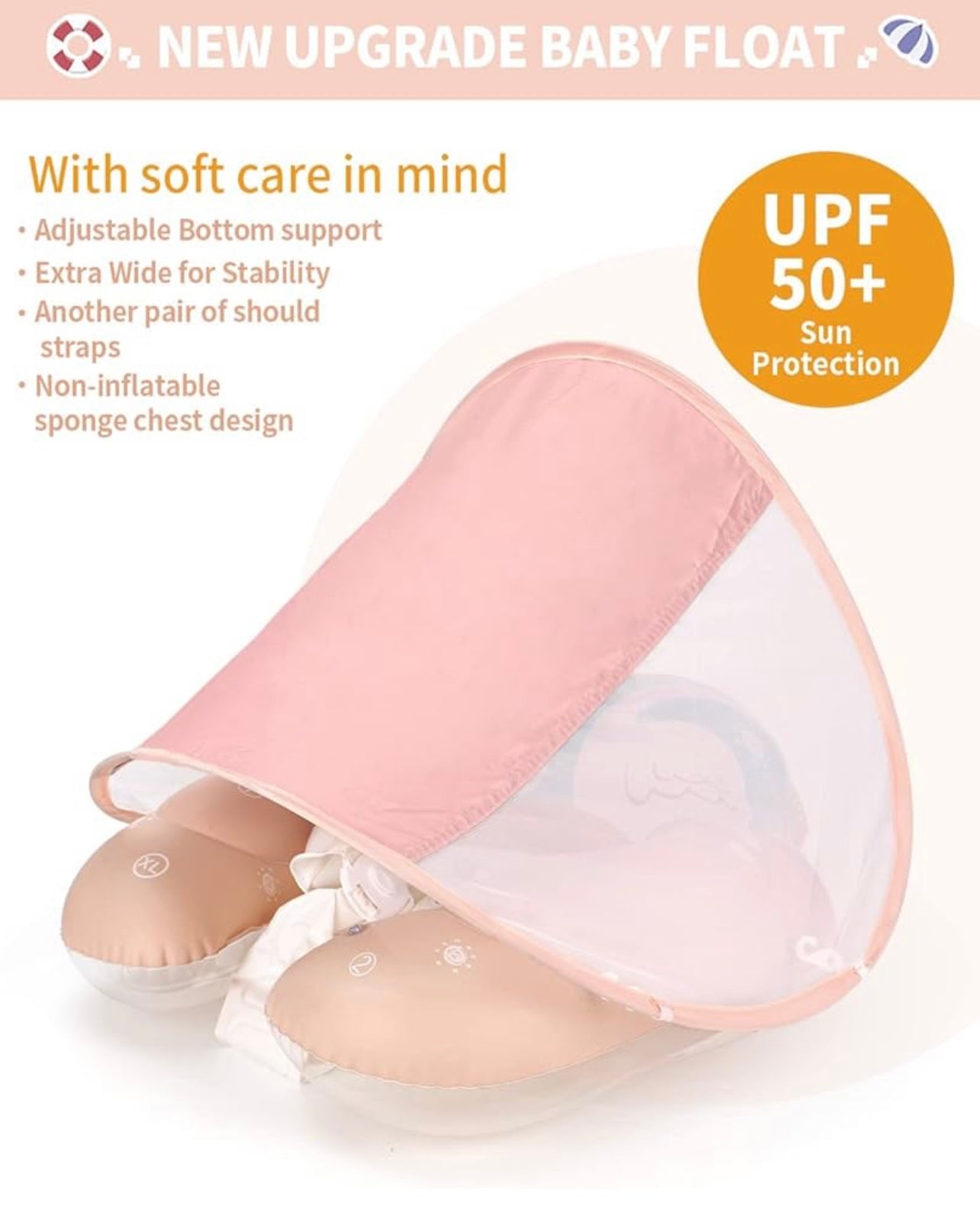 Free Swimming Baby - Flotador inflable para bebés con toldo, talla 3-24 meses