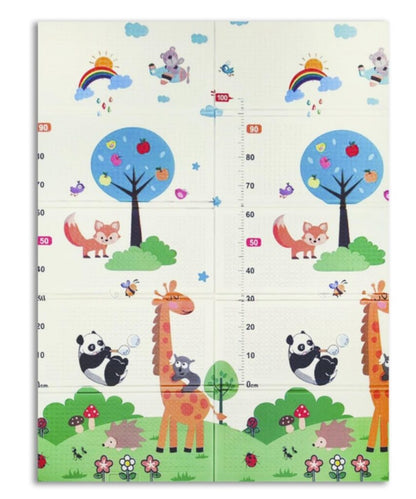 Alfombra o tapete de espuma suave plegable para bebés, 178 x 117 cm de doble cara (jirafa-dinosaurio)