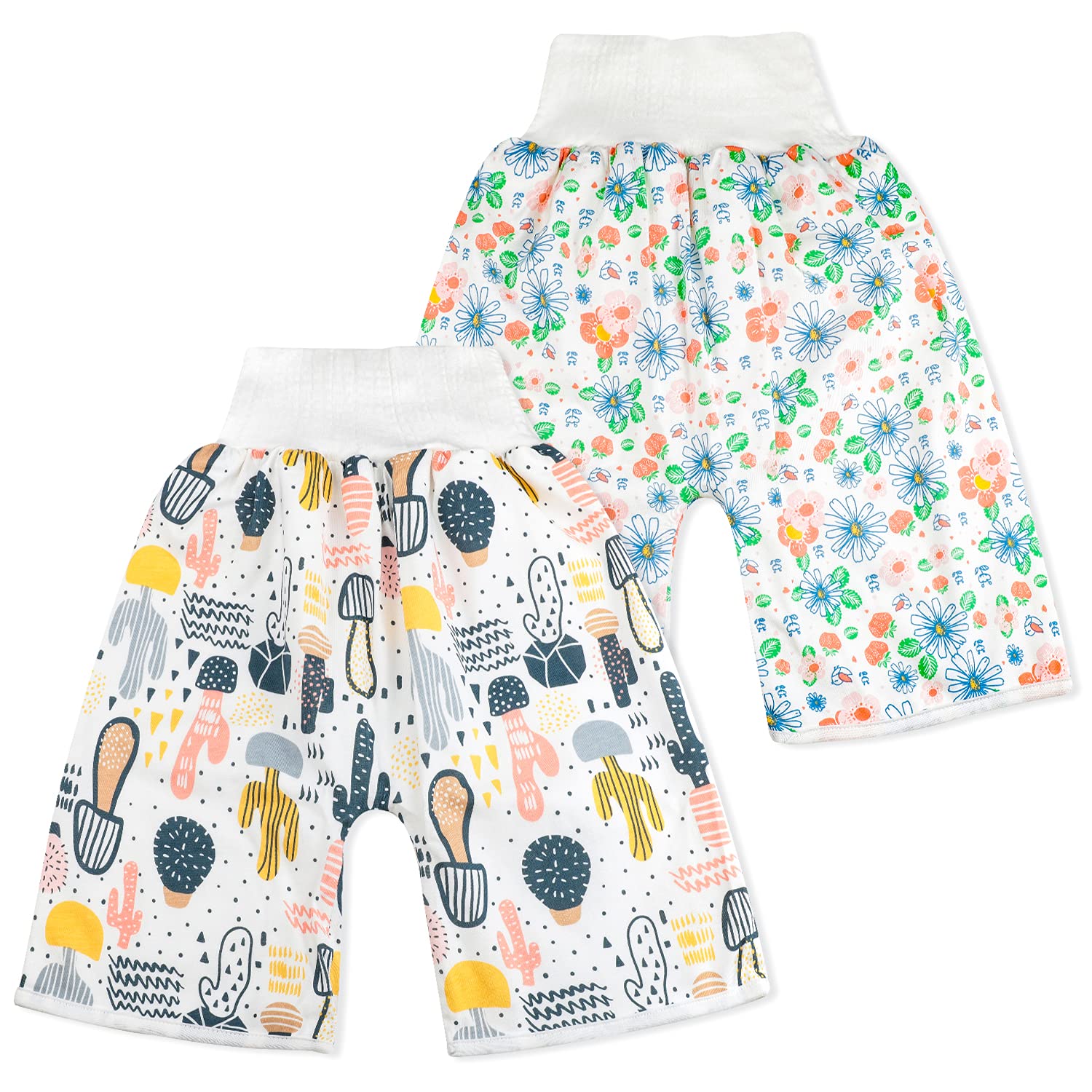 MooMoo Baby Paquete de 2 pantalones de pañales impermeables para ir al baño, 4-8 años