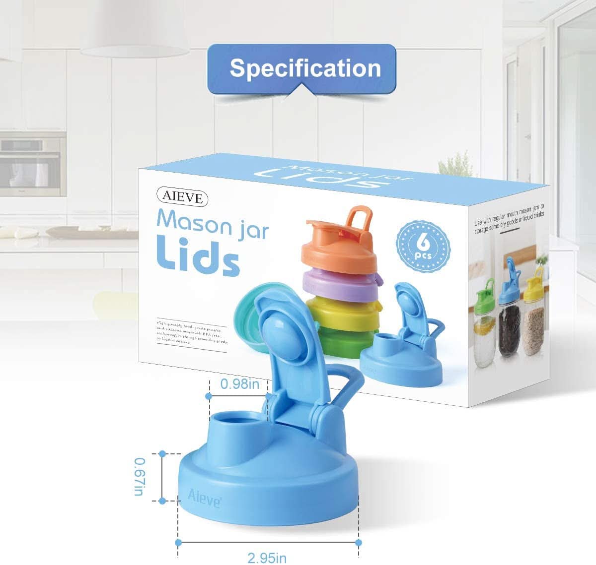 Mason Jar Lids, 6 Pack Reusable Regular Mouth Canning Lids