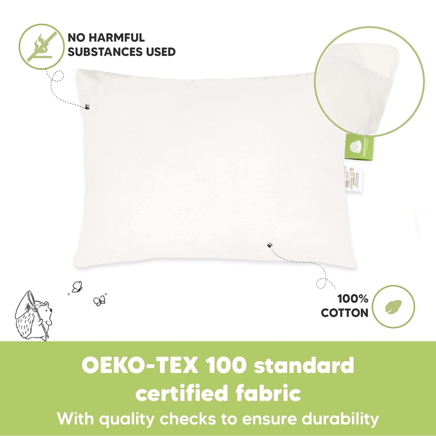 KeaBabies Paquete de 2 almohadas para niños pequeños de 13 x 18 pulgadas