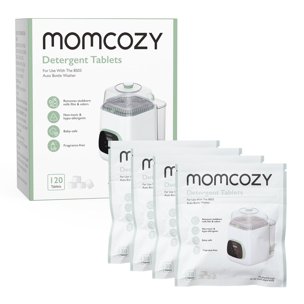 Momcozy Tabletas descalcificadoras oficiales de bloque de lavado oficiales para KleanPal Pro, 120 tabletas