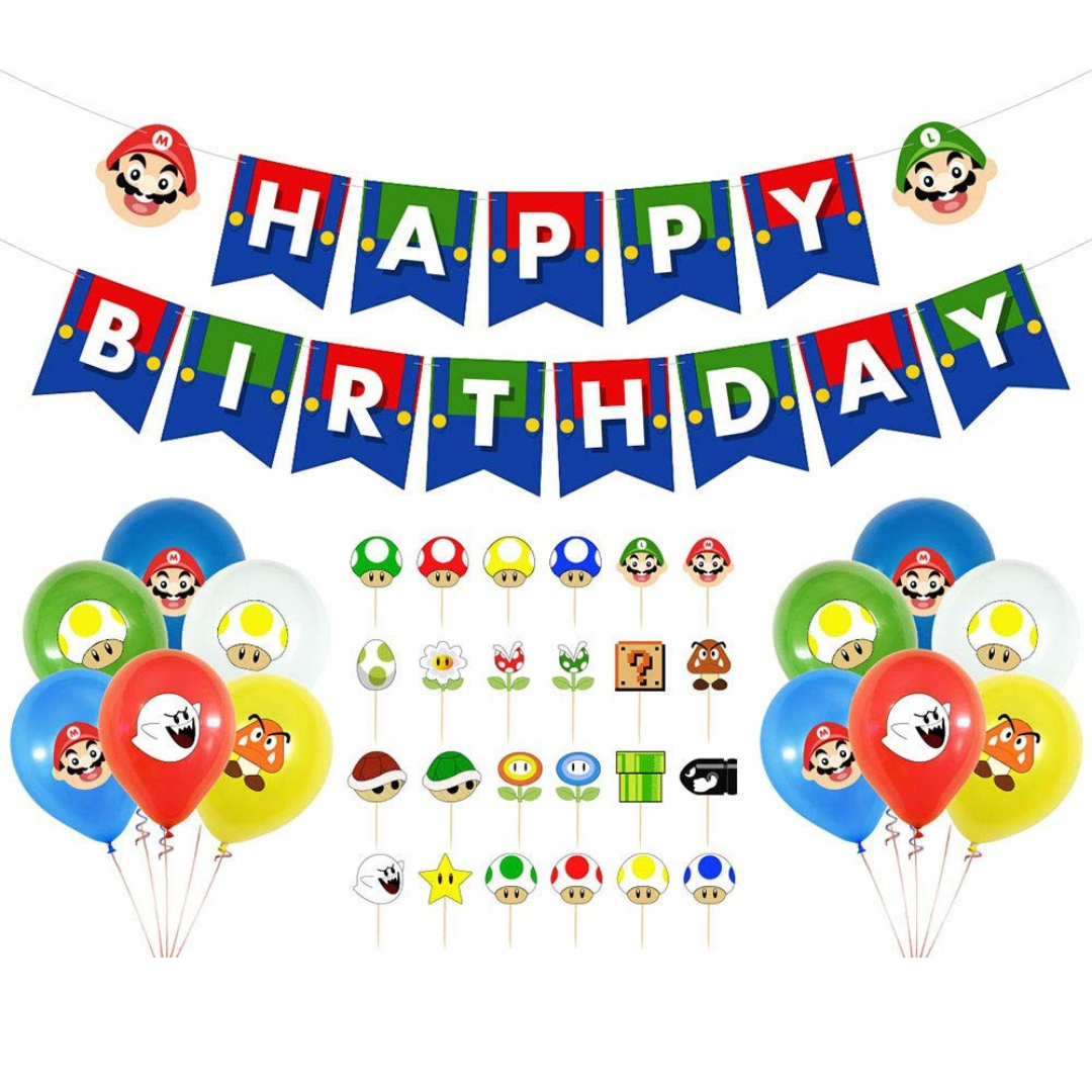 Set de suministros para fiesta de cumpleaños de Super Mario