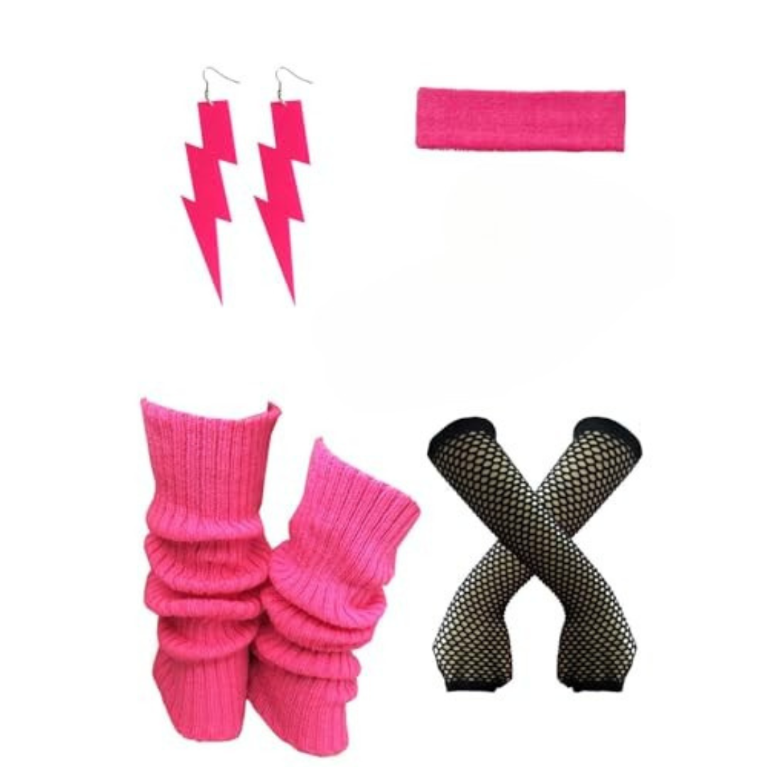 Calentadores de piernas rosa neón Accesorios de los 80 para mujer