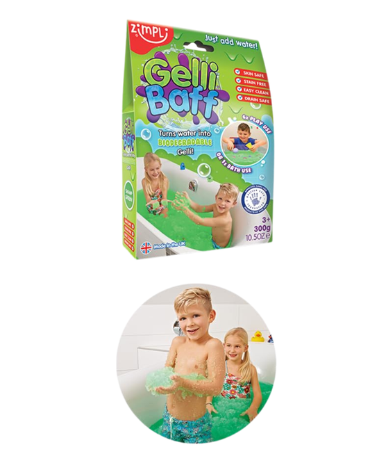 Gelly Baff convierte el agua en un colorido juguete sensorial y de baño, verde