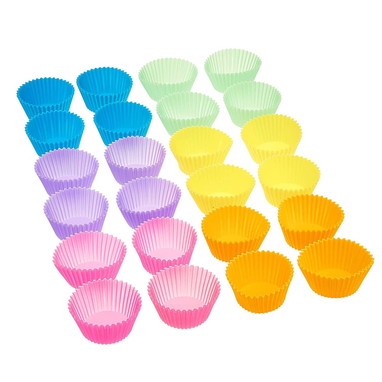 Exari - Juego de 24 moldes reutilizables para magdalenas de silicona