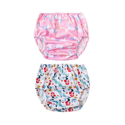 BISENKID Funda impermeable para pañales para pantalones de goma unicornio y sirena