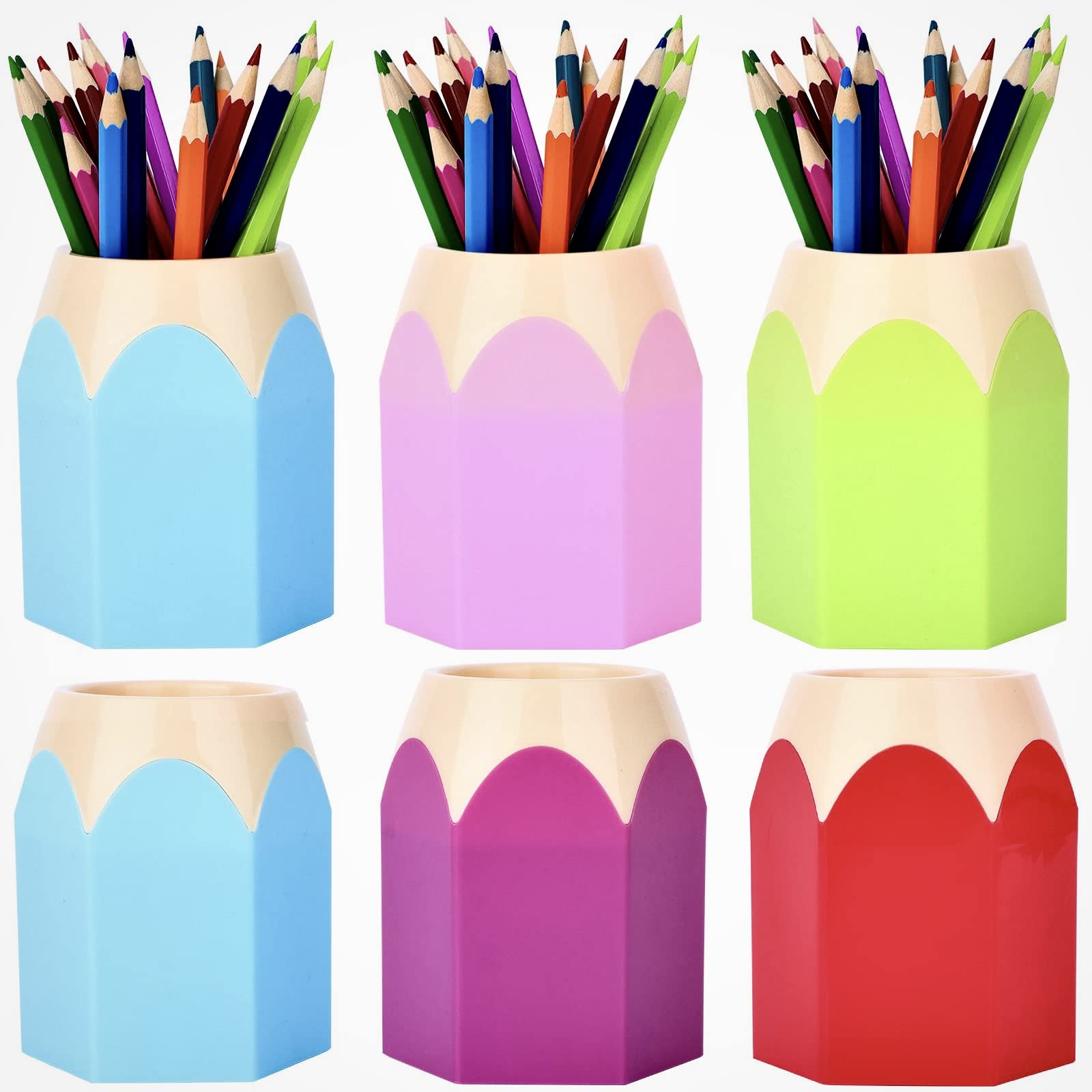 6 soportes para bolígrafos con forma de lápiz