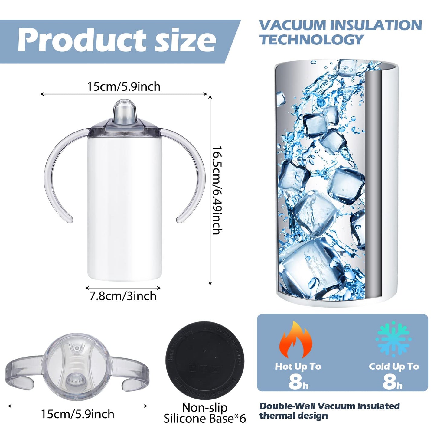 Foaincore- Vasos de sublimación en blanco con asa y tapa