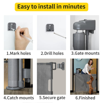 Dearlomum puerta retráctil de seguridad para bebés, 33 pulgadas de alto, hasta 55 pulgadas de ancho gris