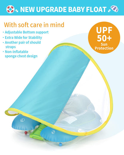 Free Swimming Baby - Flotador inflable para bebés con toldo para protección solar, talla XL
