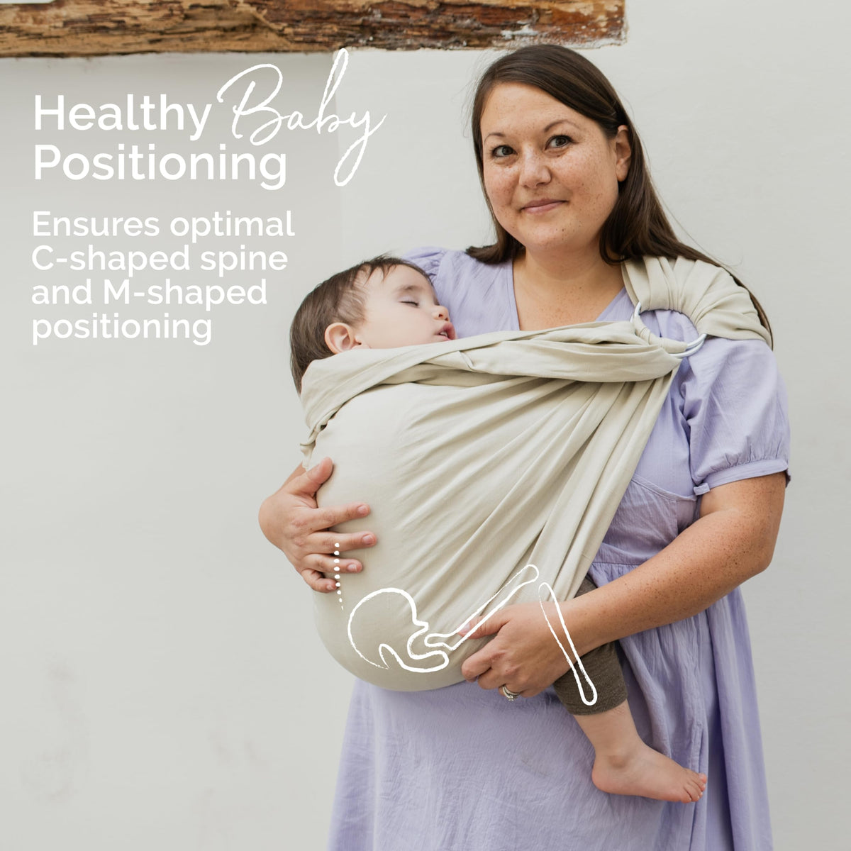 Boba Ring Sling - Portabebés, lino de bambú, recién nacido a niño pequeño / 8-35 libras