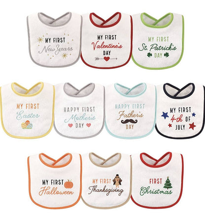 Hudson Baby - Baberos unisex días festivos, paquete de 10, talla única