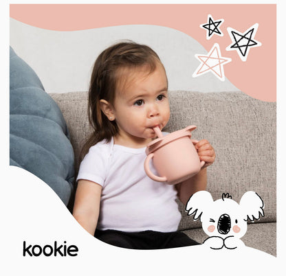 Kookie- Vaso de silicona con tapa para beber y aperitivos, tazas de transición y entrenamiento