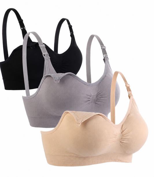 Pack de 3 sujetadores de lactancia para mujer, sin costuras, para amamantar, talla L