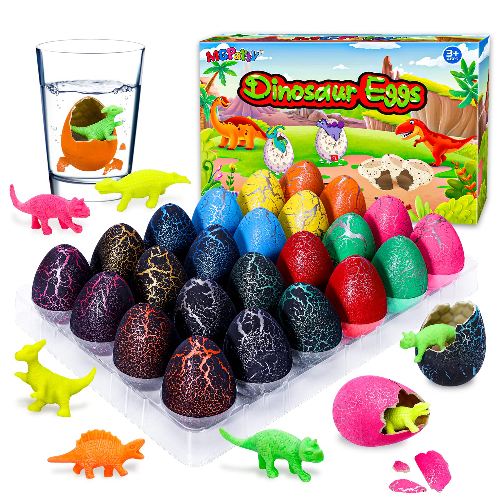 MGparty 22 huevos de dinosaurio de Pascua para eclosionar huevos de dinosaurio