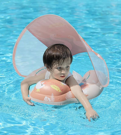 Free Swimming Baby - Flotador inflable para bebés con toldo, talla 3-24 meses