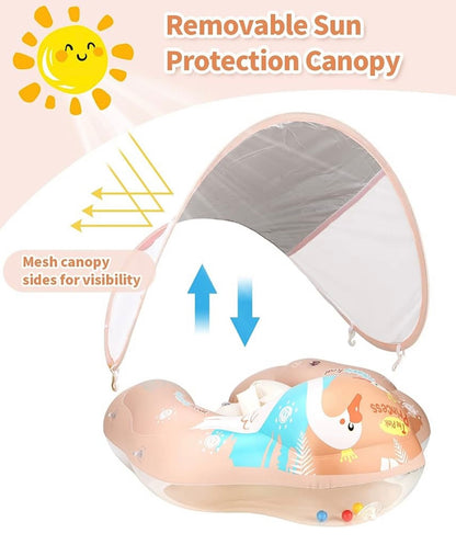 Free Swimming Baby - Flotador inflable para bebés con toldo, talla 3-24 meses
