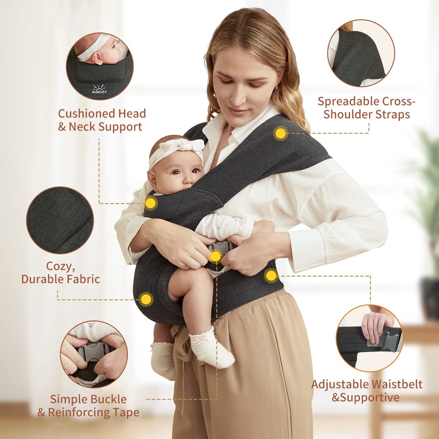 MOMTORY - Portabebés para recién nacidos (7-25 libras