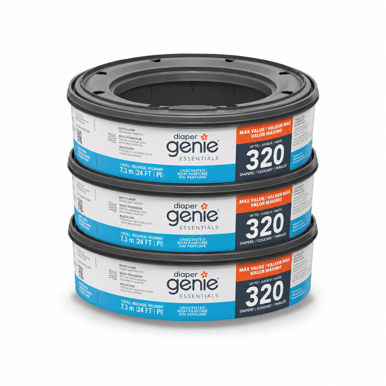 Paquete de recarga redonda Diaper Genie Essentials de 3