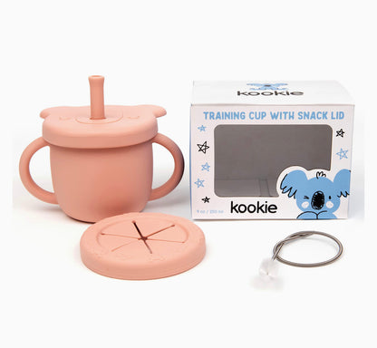 Kookie- Vaso de silicona con tapa para beber y aperitivos, tazas de transición y entrenamiento