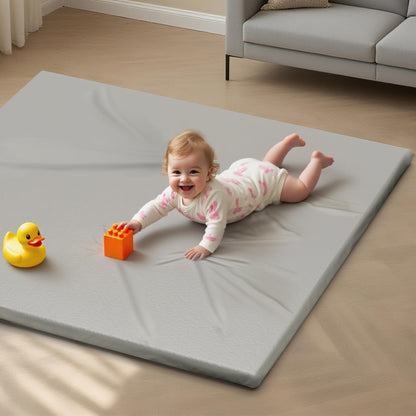 Alfombra de juego para bebés de cuero vegano, 50x50, acolchada con espuma gruesa e impermeable