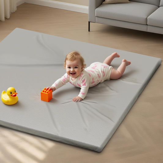 Alfombra de juego para bebés de cuero vegano, 50x50, acolchada con espuma gruesa e impermeable