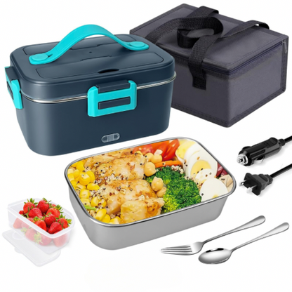 Landmore Fiambrera eléctrica portátil de 75W, contenedor de acero inoxidable de 1.8L