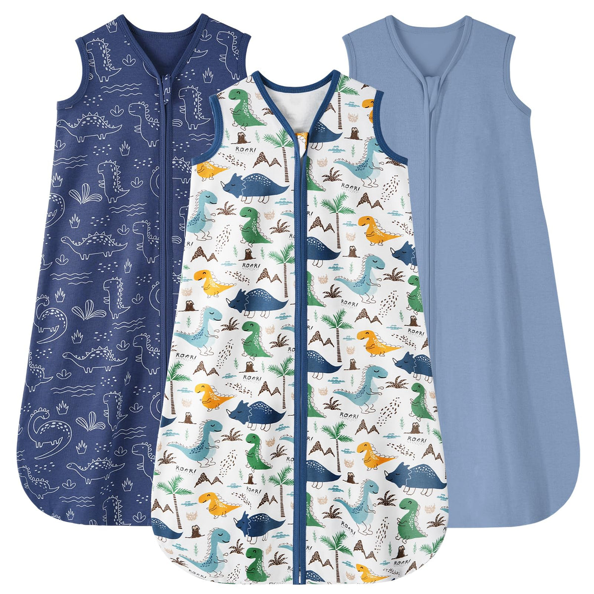 Saco de dormir para bebé Looxii, 0.5 TOG, 100 % algodón, paquete de 3 unidades, 6-12 meses