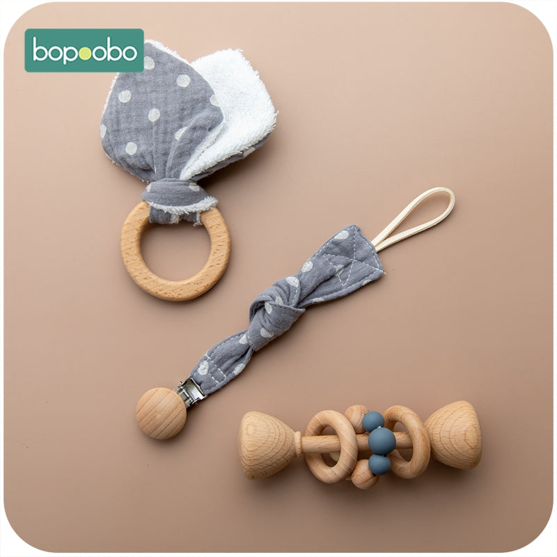 Bopoobo-collar mordedor de madera de haya para bebé