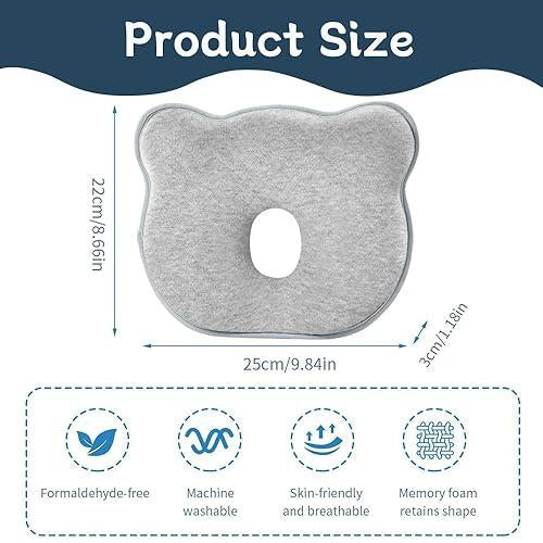 Almohada de espuma viscoelástica Cococu para bebés recién nacidos