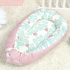 Doramomoko- Cuna nido para bebé, diseño hojas con rosado,