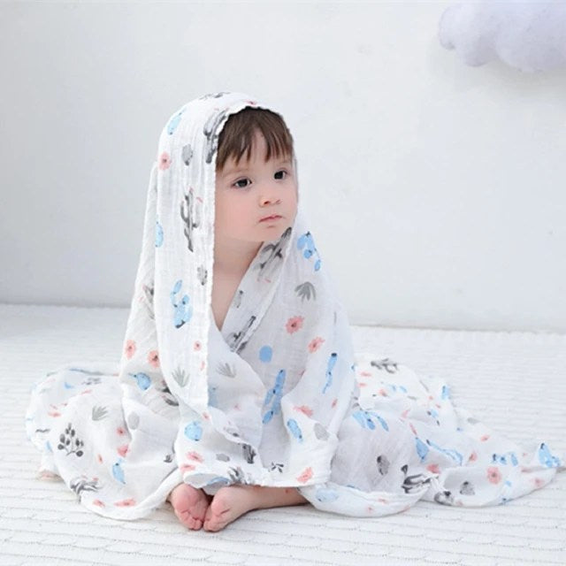 Manta de muselina de algodón 100% con cactus para bebé