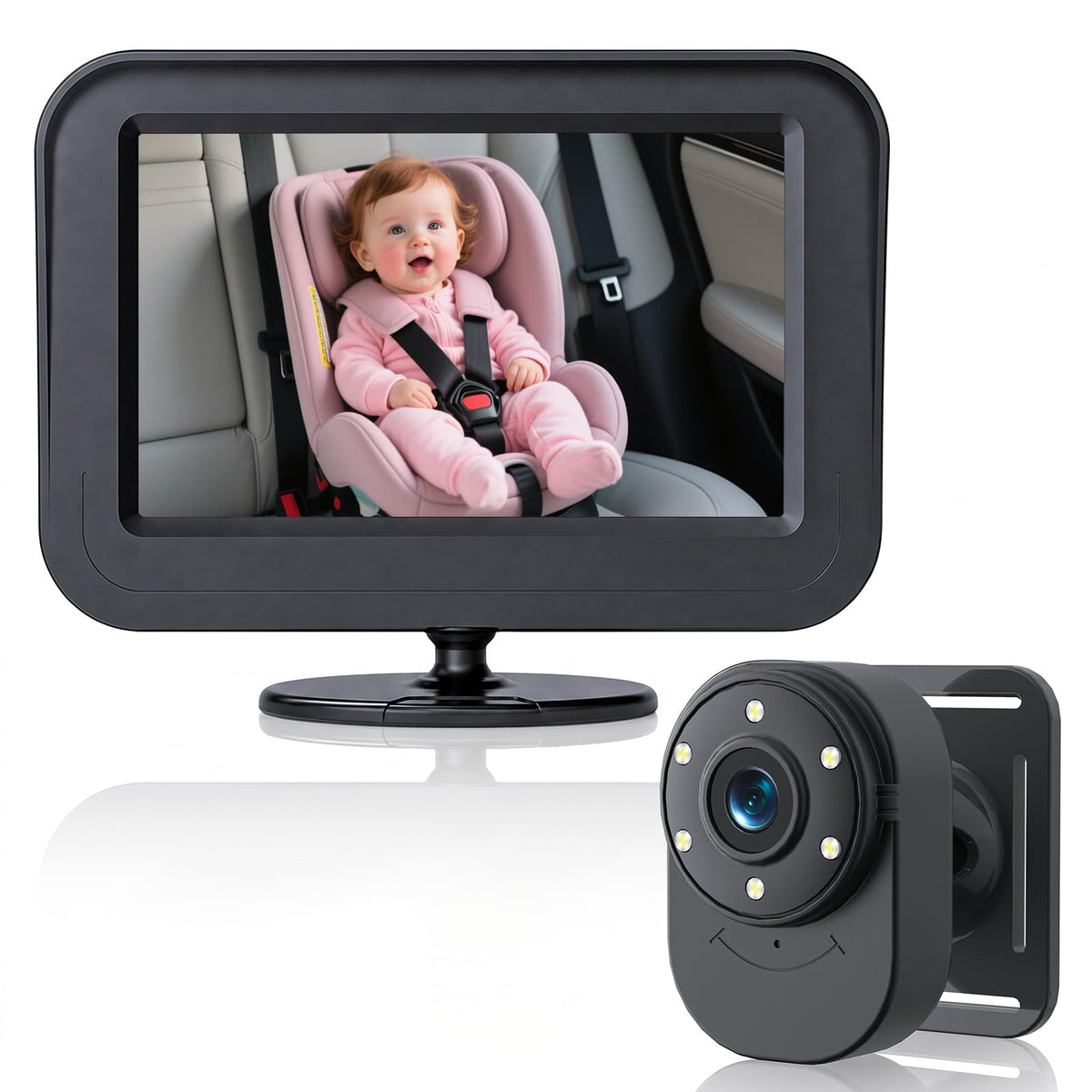 Cámara del coche del bebé, 1080P con cable cámara del bebé del coche