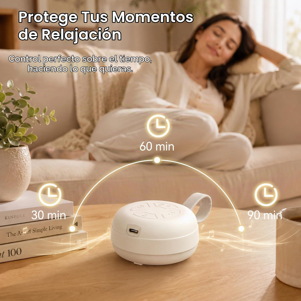 Máquina de ruido blanco, Bluetooth 5.4, 20 sonidos relajantes, función de temporizador
