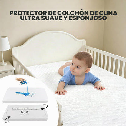 Poyday 2 sábanas de muselina de algodón para cuna y 1 funda protectora de colchón