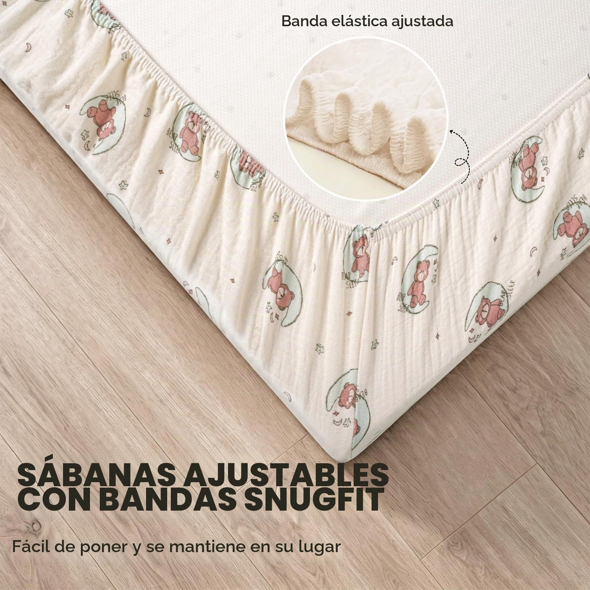 Poyday 2 sábanas de muselina de algodón para cuna y 1 funda protectora de colchón