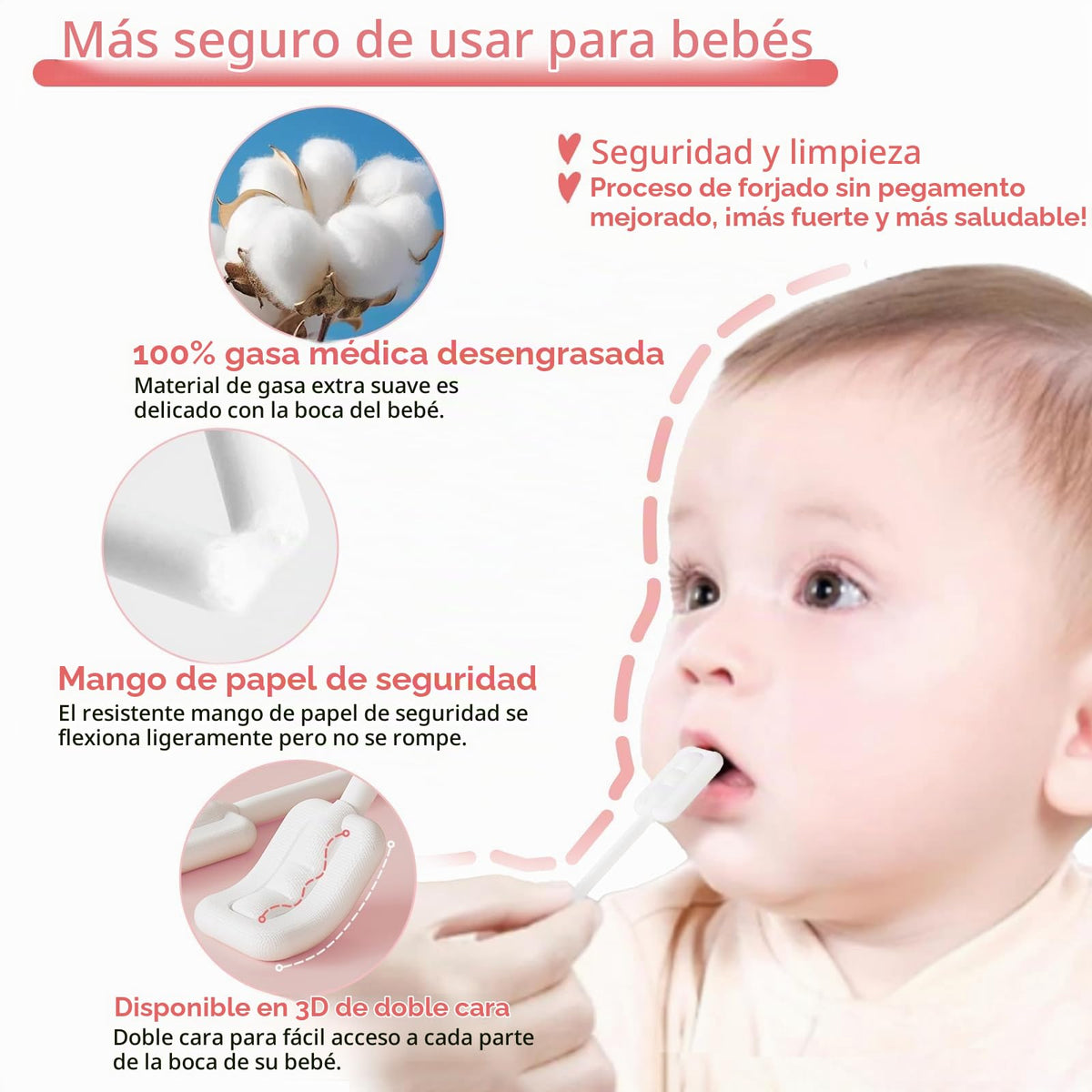 Limpiador de lengua para bebé, 60 unidades, 1 cepillo de dientes para dedos