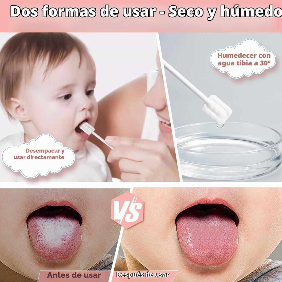 Limpiador de lengua para bebé, 60 unidades, 1 cepillo de dientes para dedos
