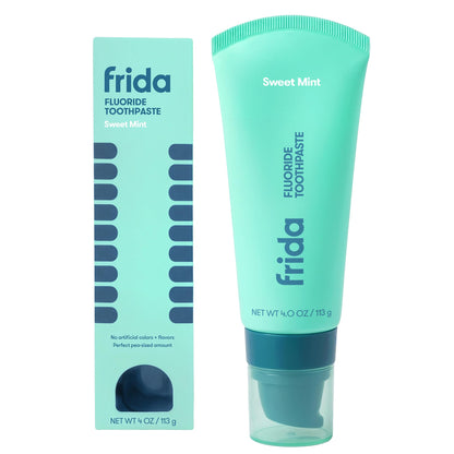 Frida Pasta de dientes con flúor para niños, protección de caries, 4 onzas