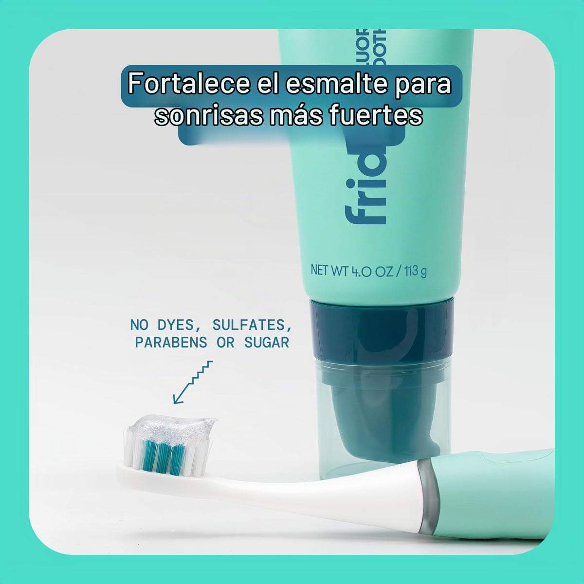 Frida Pasta de dientes con flúor para niños, protección de caries, 4 onzas